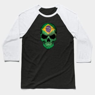 Brazilian Flag Skull Baseball T-Shirt